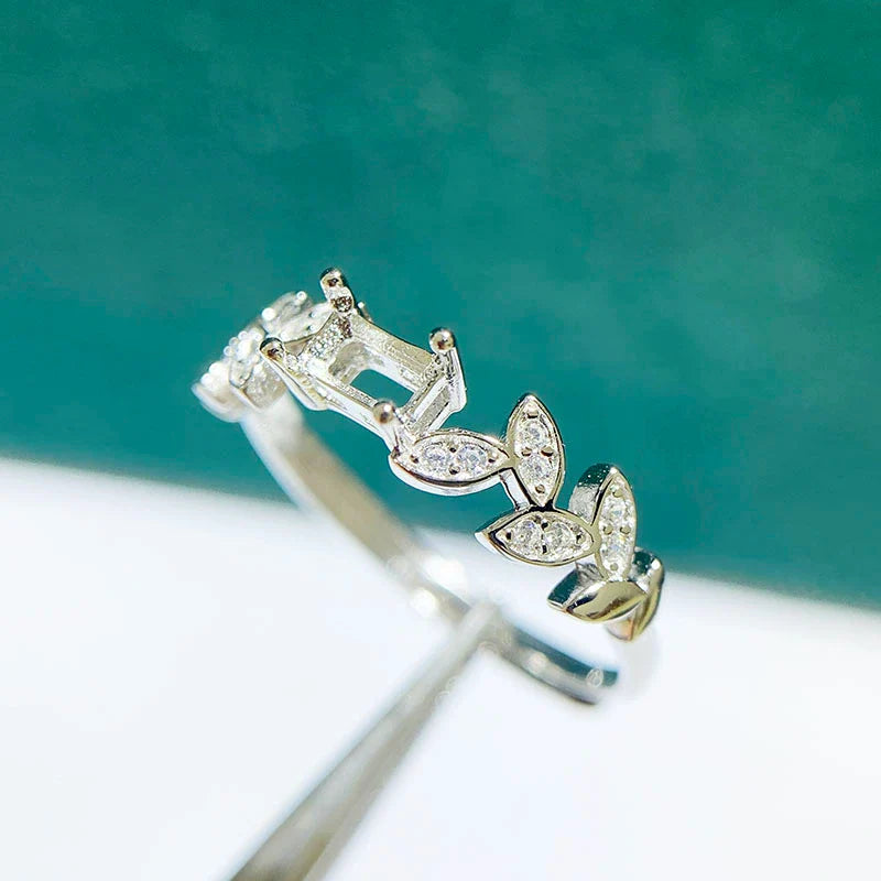 Octagon 3×5 mm / 4×6 mm / 5×7 mm / 6×8 mm Ring Mount, S925 Sterling Silver, Adjustable, Small Octagon Design, for Women