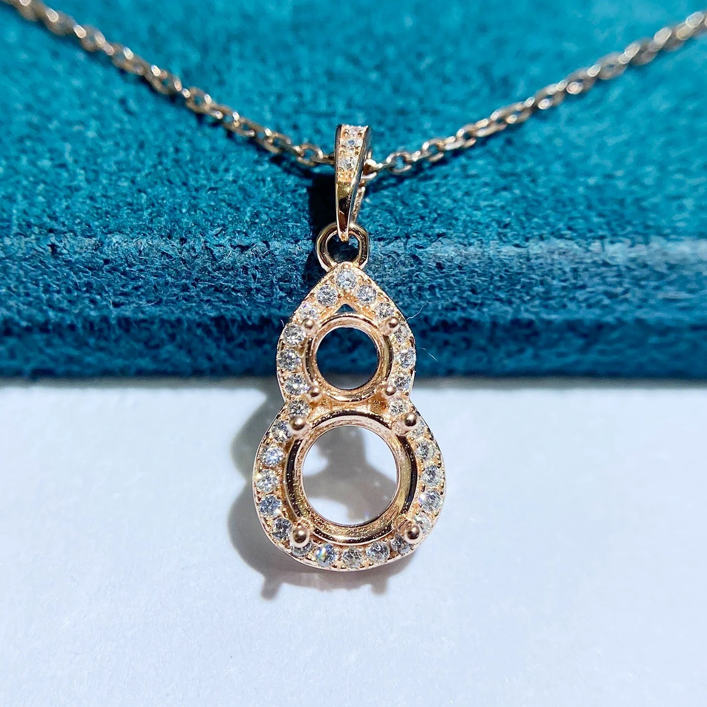 Round 2.5 mm / 6×6 mm S925 Sterling Silver Pendant Setting, Hinged Bail, Gourd Design, Cluster Style, Unset, For Women, Fashion Style