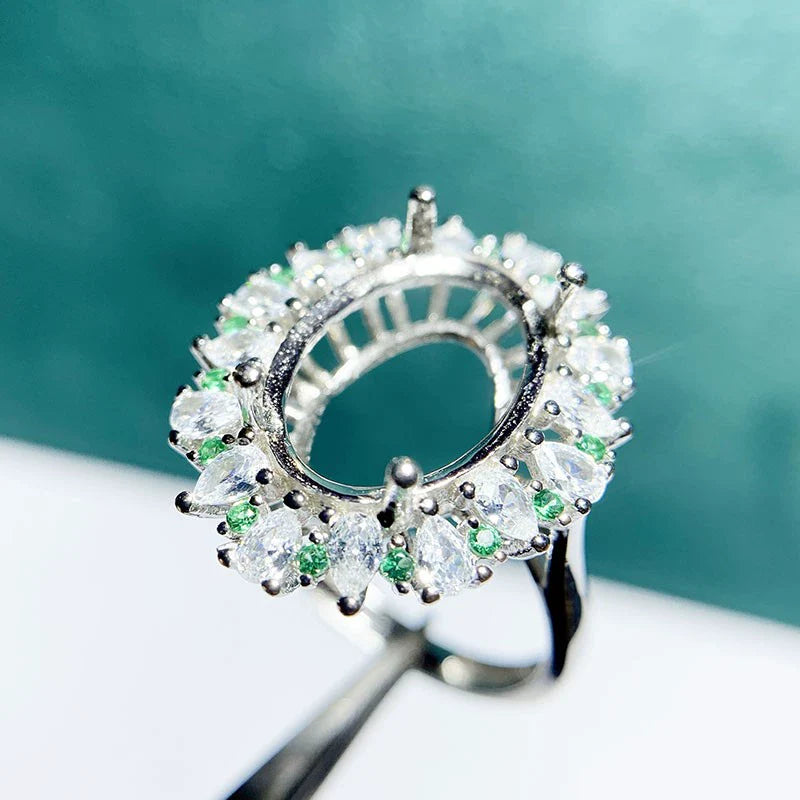 Oval 10×14 mm / 12×16 mm S925 Sterling Silver Ring Setting, Adjustable, Unset, For Women