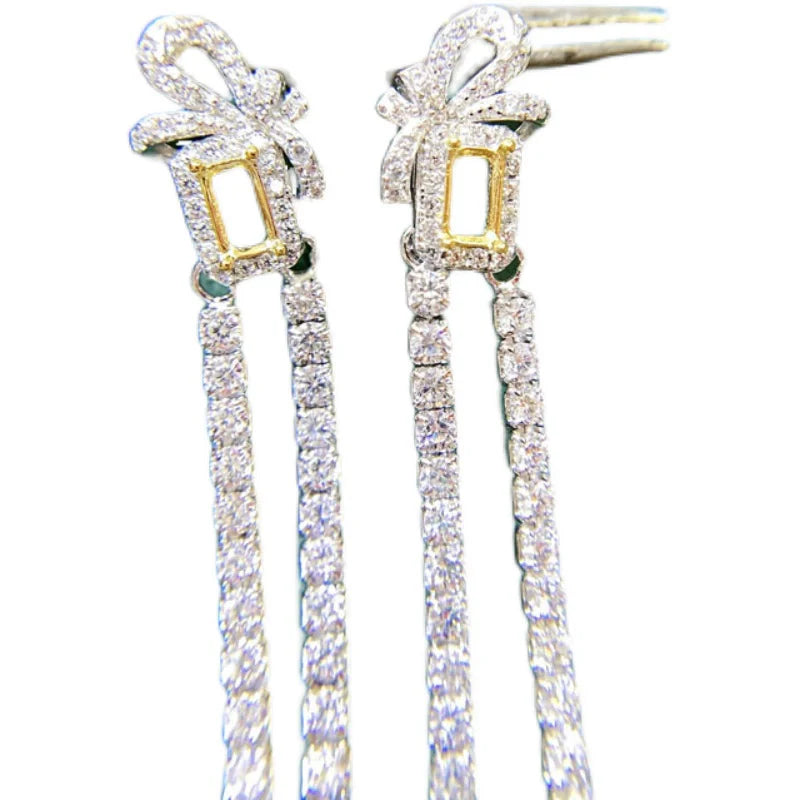 Square 3×5 mm S925 Sterling Silver, 18K Gold Plated Earring Setting, Unset, For Women