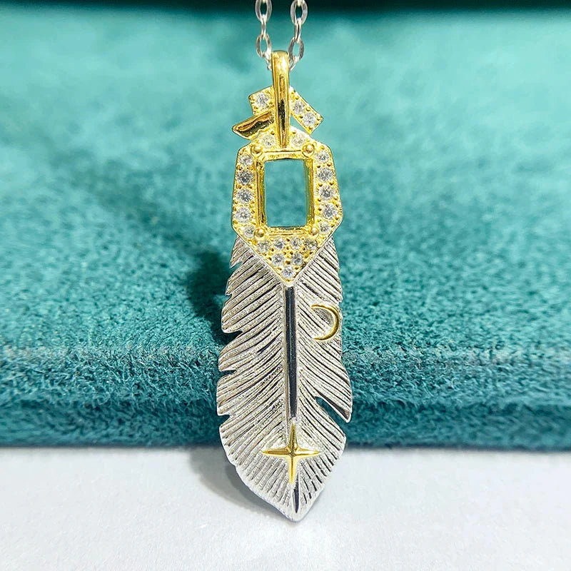 Rectangle 4×6 mm S925 Sterling Silver Pendant Setting, Unset, For Women, Vintage Style