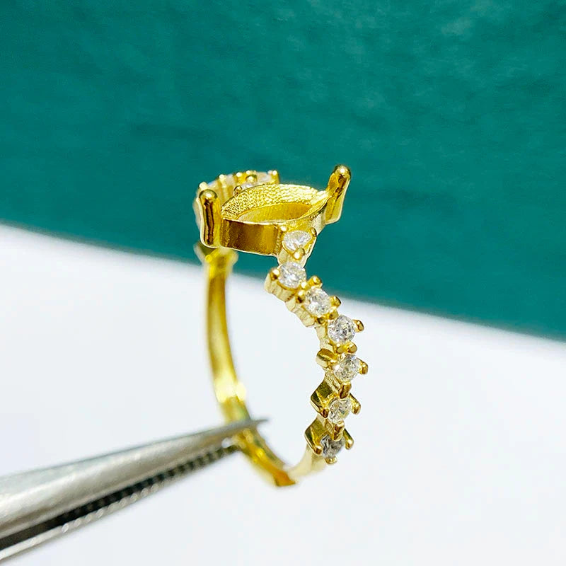 Marquise 4×8 mm S925 Sterling Silver Ring Setting, Adjustable, Unset, For Women