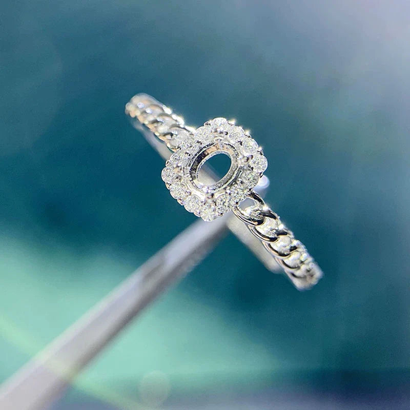 Oval 3×4 mm S925 Sterling Silver Ring Setting, Unset Mount, For Women