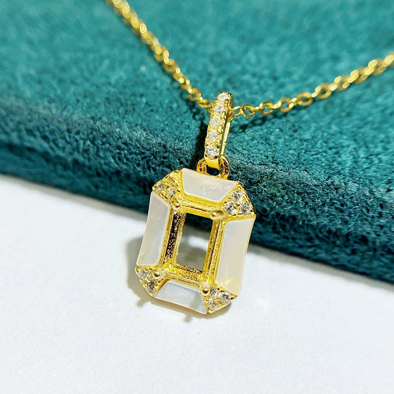 Rectangle 4×6 mm S925 Sterling Silver Pendant Setting, Unset, For Women, Fashion Style