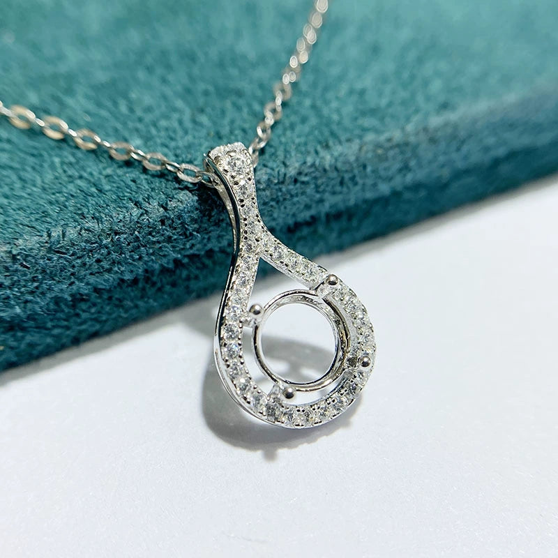 6.5 / 8 / 9mm Round S925 Silver Pendant Setting for Gemstone Mounting