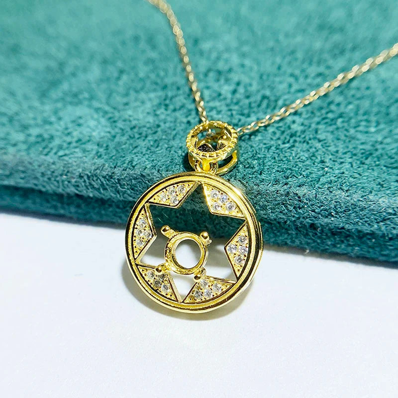 Round 5×5 mm S925 Sterling Silver Pendant Setting, Unset Mount, For Women