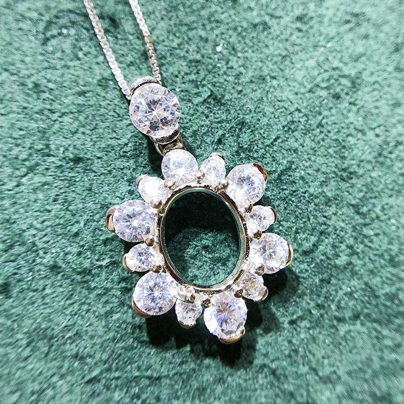 6×8 / 8×10 / 9×11 / 11×13mm Oval S925 Silver Pendant Setting for Gemstone Mounting