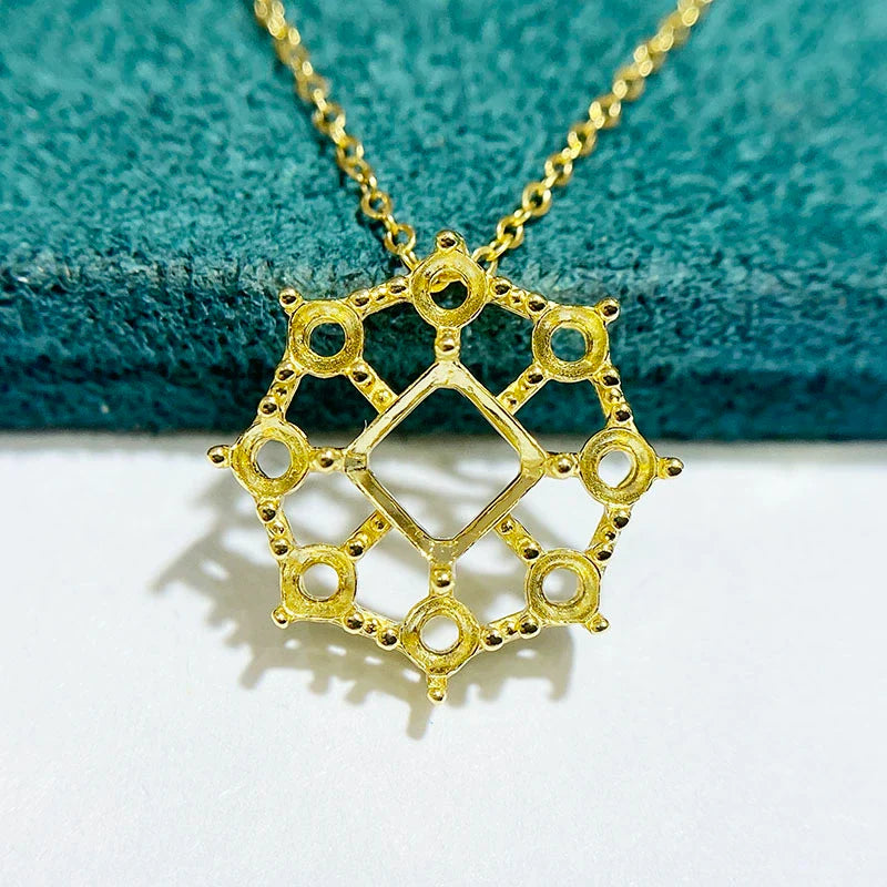 Square 6×6 mm S925 Sterling Silver Pendant Setting, Unset, For Women, Cluster Setting, Fashion Style