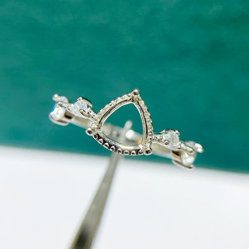 Triangle 6×6 mm S925 Sterling Silver Ring Setting, Adjustable, Unset