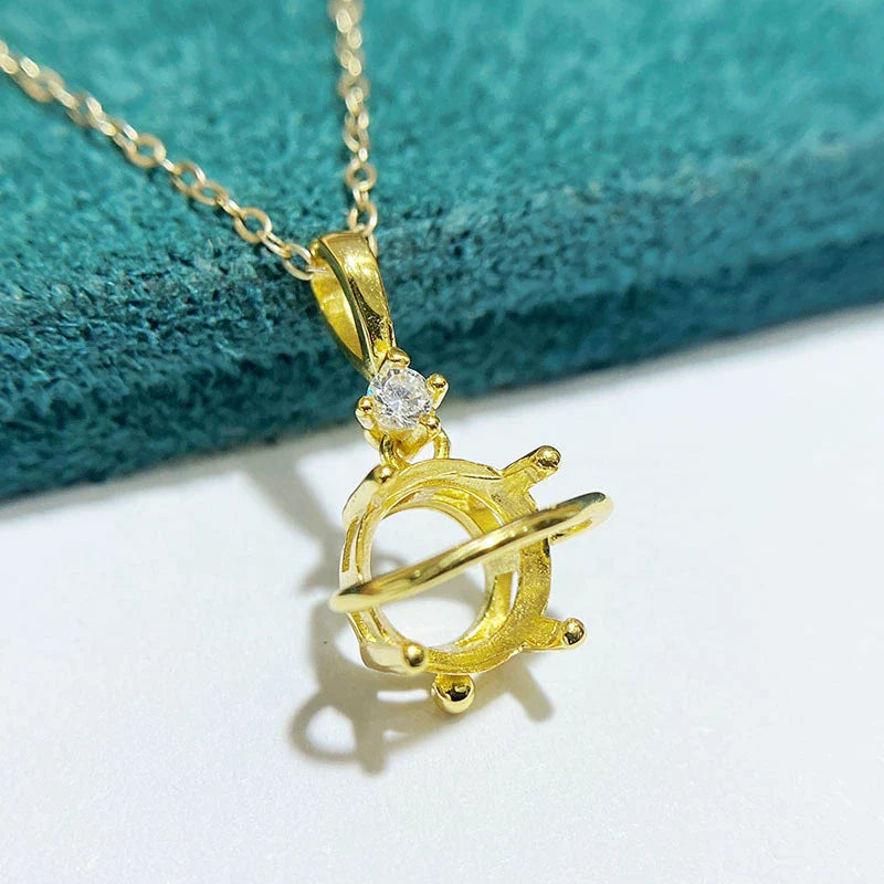 Round 8×8 mm S925 Sterling Silver Pendant Setting, Unset, For Women, Fashion Style