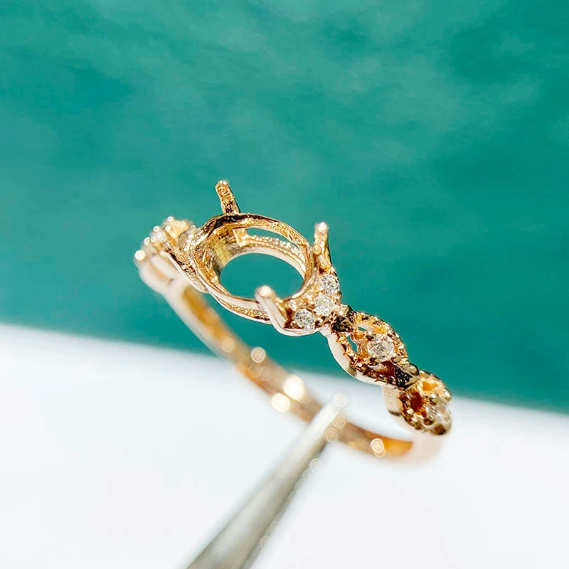 5×7mm Oval S925 Silver Adjustable Ring Setting for Gemstone Mounting