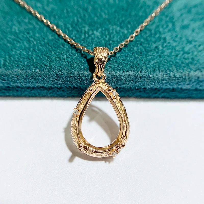 Pear 10×14 mm S925 Sterling Silver Pendant Setting, Unset, For Women