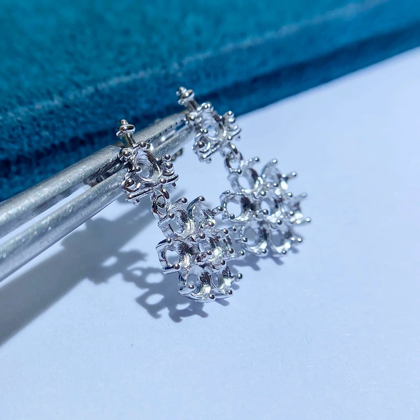 3×3 mm S925 Sterling Silver Earring Setting, Unset, For Women, Fashion Style