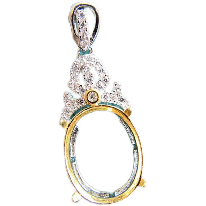 Oval 10×14 mm / 10×12 mm S925 Sterling Silver Pendant Setting, For Women