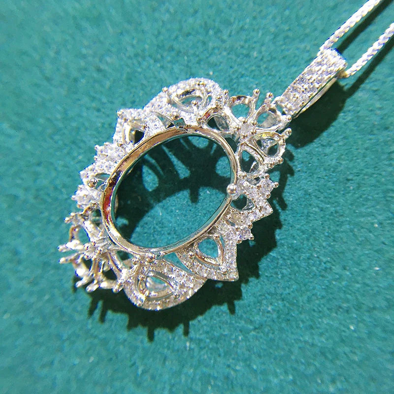 Oval 10×13 mm / 12×16 mm / 15×20 mm S925 Sterling Silver, 18K Gold Plated Pendant Setting, For Women