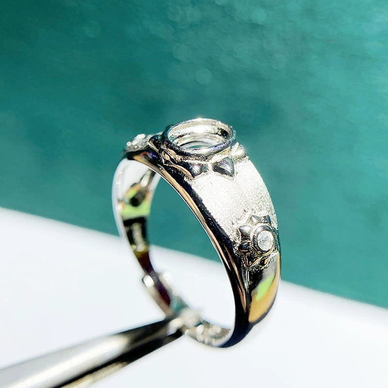 4×6mm Oval S925 Silver Adjustable Bezel Ring Setting for Gemstone Mounting