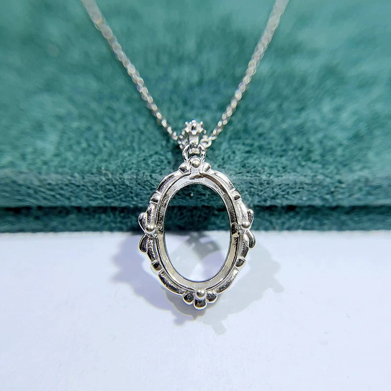 Oval 10×14 mm S925 Sterling Silver Pendant Setting, Unset, For Women