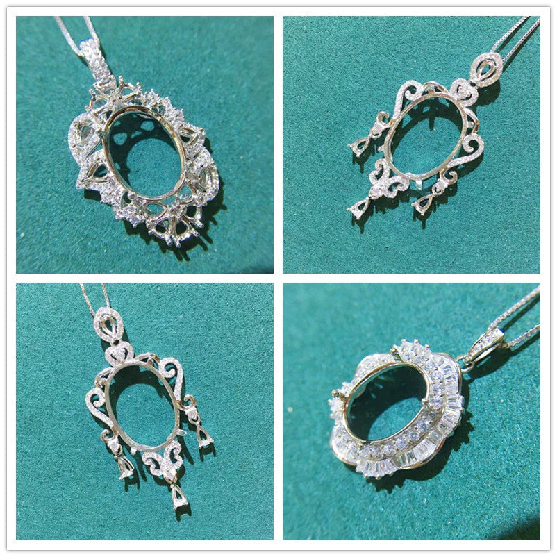 S925 Sterling Silver Oval 10×13 mm, 12×16 mm, 15×20 mm Pendant Setting for DIY Jewelry Making