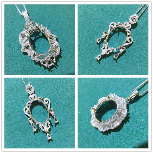 S925 Sterling Silver Oval 10×13 mm, 12×16 mm, 15×20 mm Pendant Setting for DIY Jewelry Making