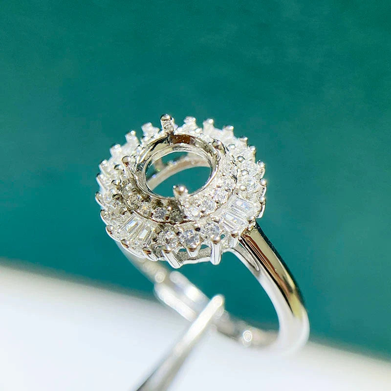 Round 6 mm / 8 mm / 10 mm S925 Sterling Silver Ring Setting, Unset Mount, For Women