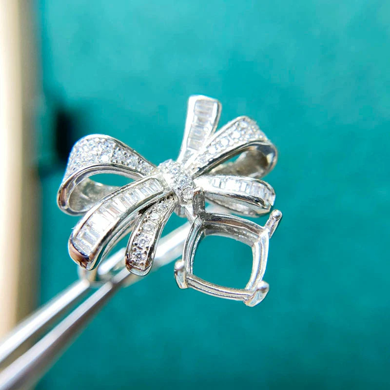 Square S925 Sterling Silver, 18K Gold Plated Ring Setting, Unset, For Women