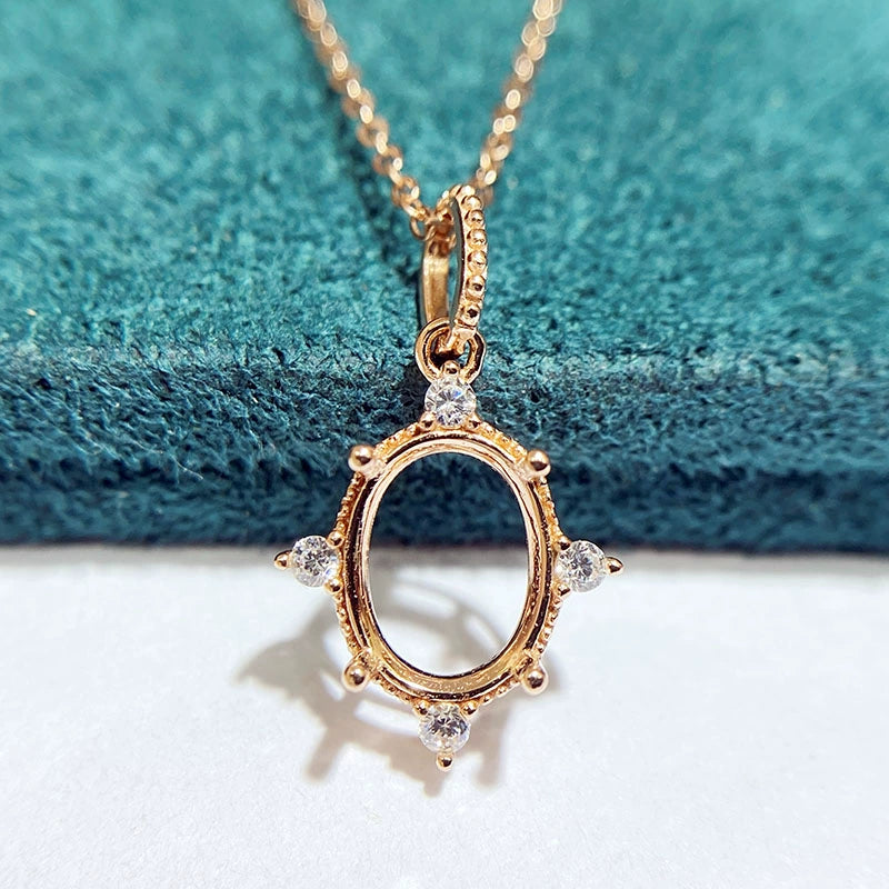 7×9mm Oval S925 Silver Pendant Setting for Gemstone Mounting