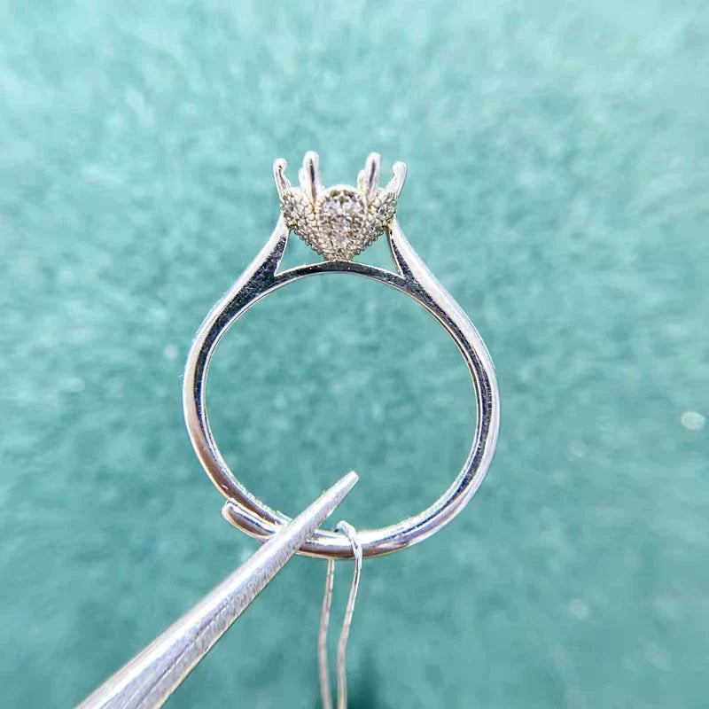 S925 Sterling Silver Ring Setting, Adjustable, Unset, For Women