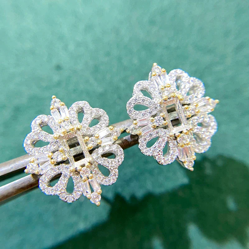 Square 3×5 mm S925 Sterling Silver, 18K Gold Plated Earring Setting, Unset, For Women