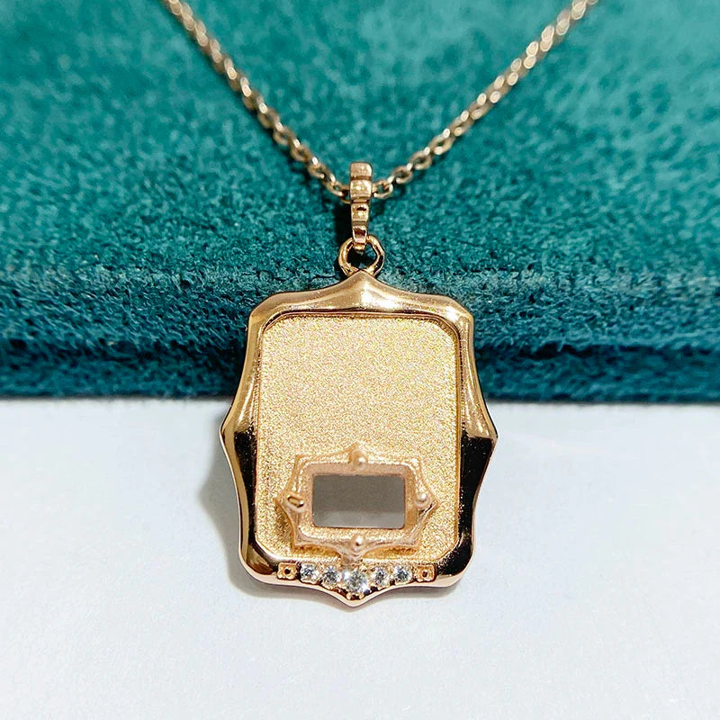 Rectangle 4×6 mm S925 Sterling Silver Pendant Setting, Unset, For Women