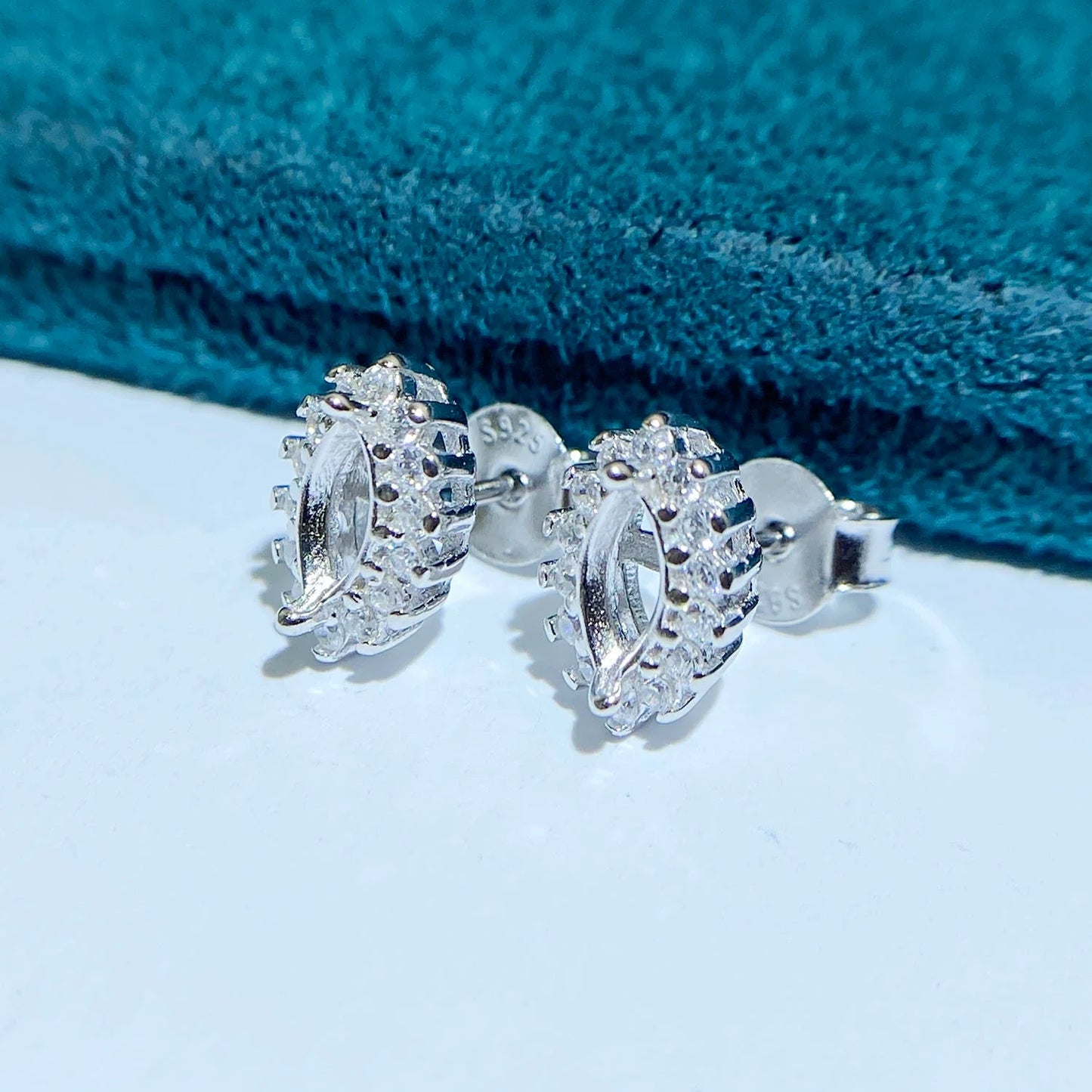 Marquise 2×4 mm / 3×6 mm S925 Sterling Silver Earring Setting, Unset