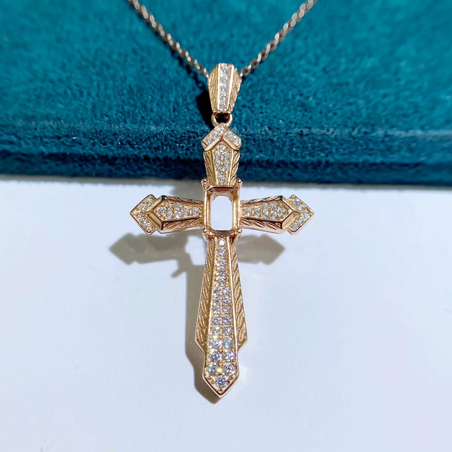 Rectangle 4×6 mm S925 Sterling Silver Pendant Setting, Unset, For Women