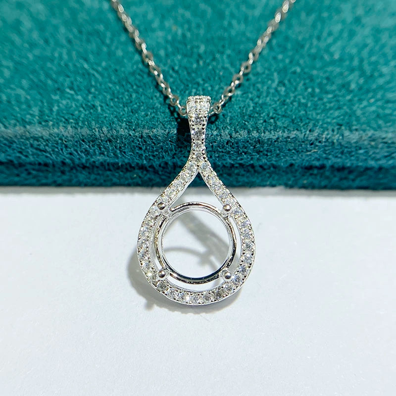 6.5 / 8 / 9mm Round S925 Silver Pendant Setting for Gemstone Mounting