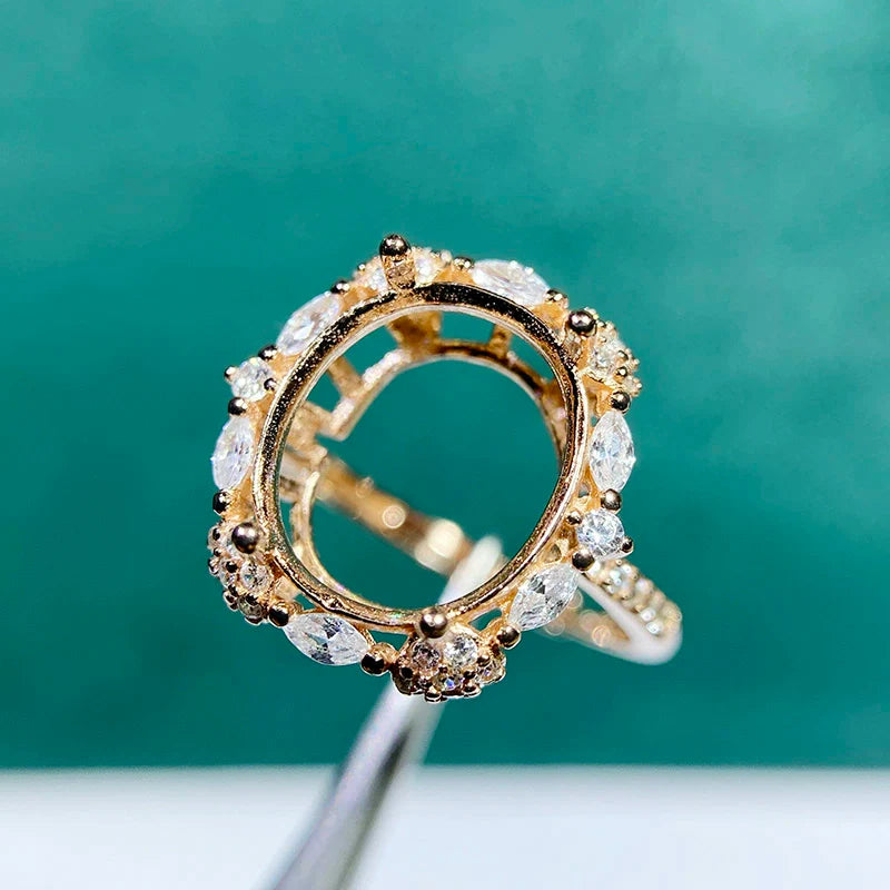 Oval 10×12 mm S925 Sterling Silver Jewelry Setting Set, Ring / Pendant, Unset, For Women, Fashion Style