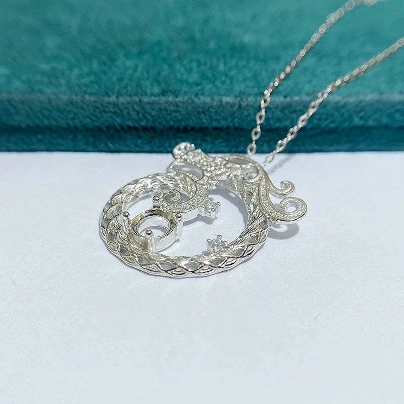 Round 6×6 mm S925 Sterling Silver Pendant Setting, Unset, Vintage Style