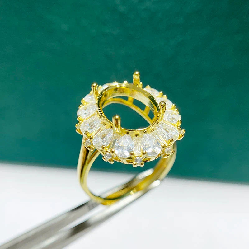 Oval 10×14 mm / 12×16 mm S925 Sterling Silver Ring Setting, Adjustable, Unset, For Women