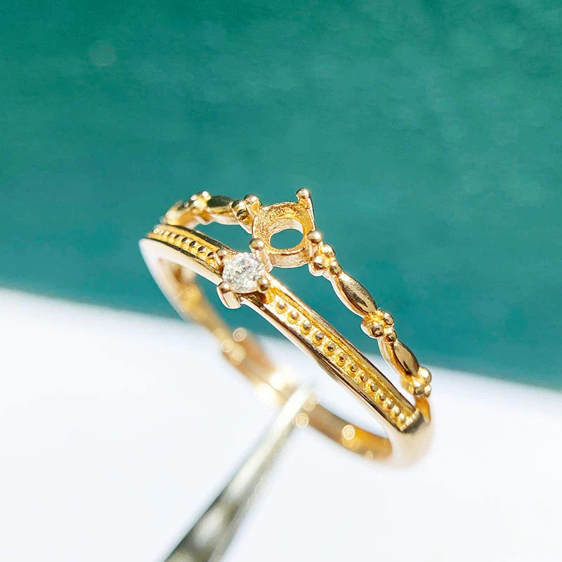 3 mm / 4 mm / 5 mm / 6 mm S925 Sterling Silver, 18K Gold Plated Ring Setting, Unset, For Women