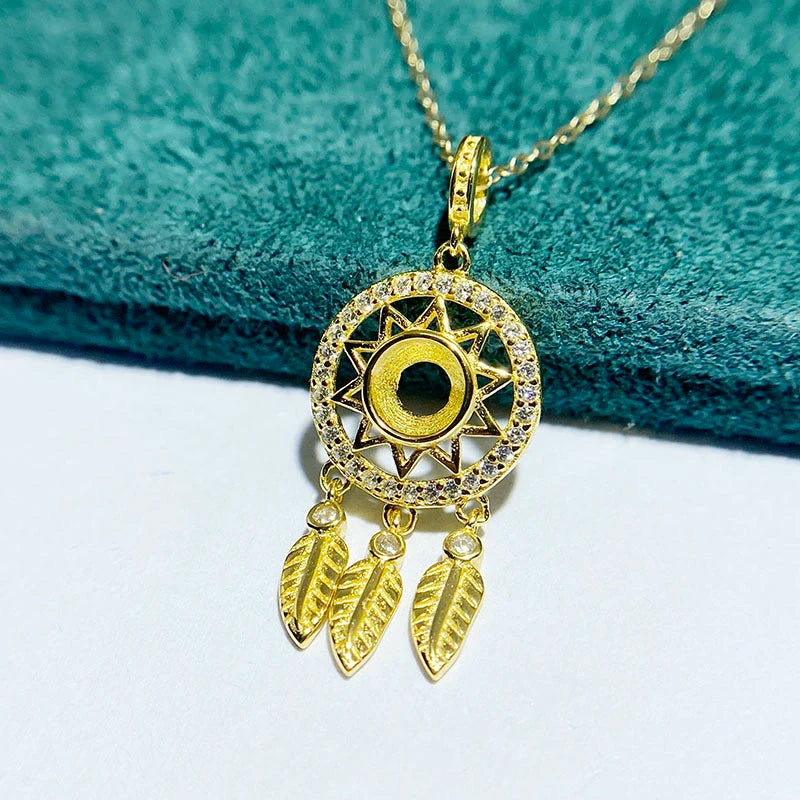 Round 5×5 mm S925 Sterling Silver Pendant Setting, Unset Mount, For Women