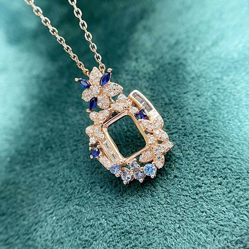 Square 6×8 mm S925 Sterling Silver Pendant Setting, Unset, For Women, Fashion Style