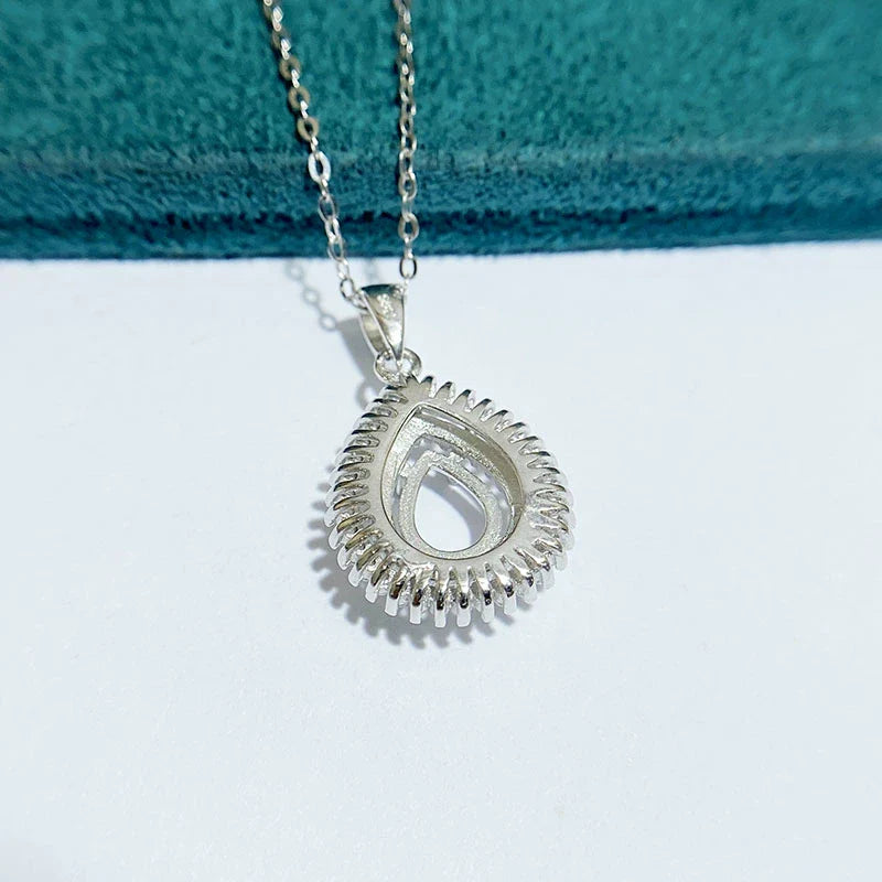 Pear 6×8 mm S925 Sterling Silver Pendant Setting, Unset, Fashion Style, Light Luxury
