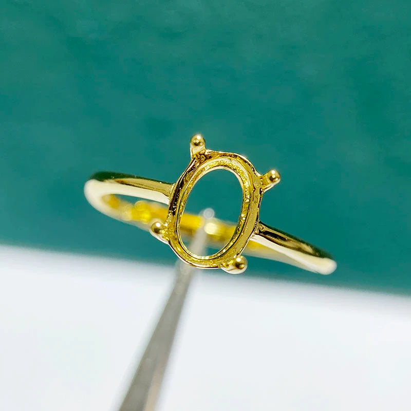 Oval 3×4 mm / 10×14 mm S925 Sterling Silver Ring Setting, Adjustable, Unset, For Women