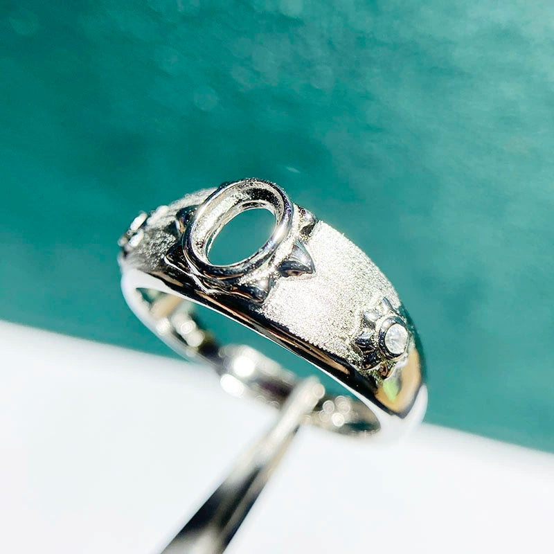 4×6mm Oval S925 Silver Adjustable Bezel Ring Setting for Gemstone Mounting