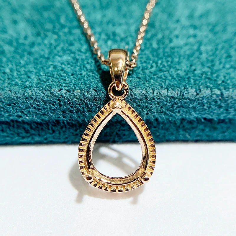 Pear 8×10 mm S925 Sterling Silver Pendant Setting, Unset