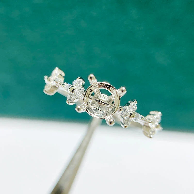 5×5 mm S925 Sterling Silver Ring Setting, Adjustable, Unset