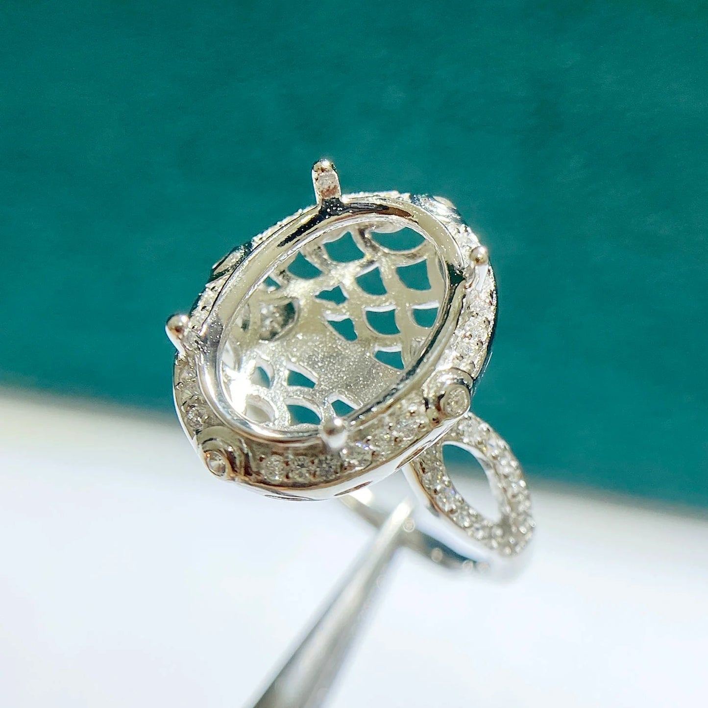 Oval 10×14 mm S925 Sterling Silver Ring Setting, Adjustable, Unset, For Women, Vintage Style