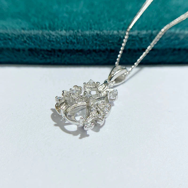 Pear 5×7 mm S925 Sterling Silver Pendant Setting, Unset, For Women, Fashion Style