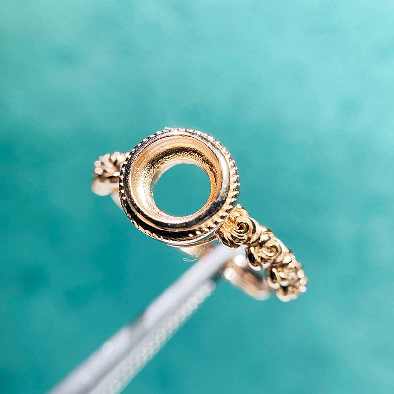 6×6 mm / 4×4 mm S925 Sterling Silver Ring Setting, Adjustable, Unset, For Women, Minimalist Style