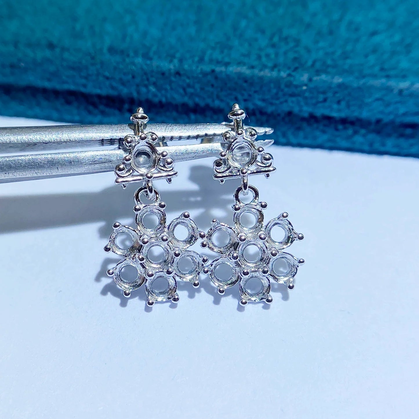 3×3 mm S925 Sterling Silver Earring Setting, Unset, For Women, Fashion Style