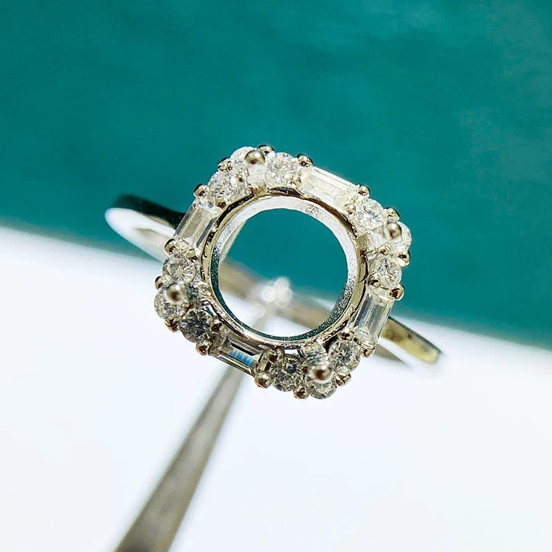 Round 5 mm / 6 mm / 8 mm S925 Sterling Silver Ring Setting, Unset Mount, For Women