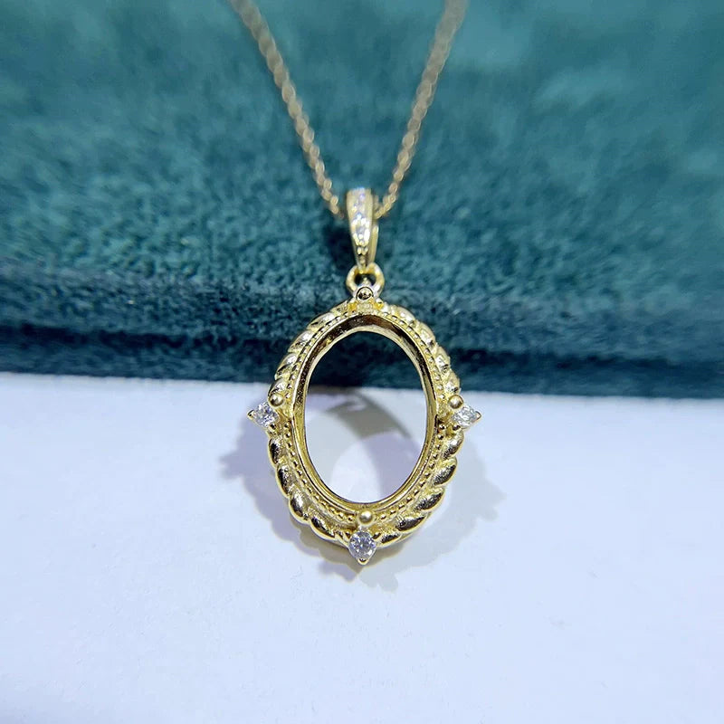Oval 10×14 mm S925 Sterling Silver Pendant Setting, Unset, For Women