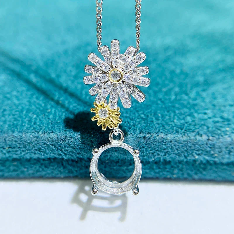 5 mm / 6 mm / 8 mm S925 Sterling Silver, 18K Gold Plated Pendant Setting, Unset, For Women, Fashion Style, Light Luxury